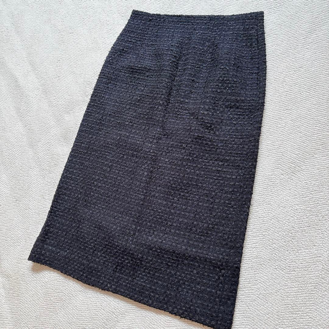 美品✨Ballsey ミックスヤーンツイード Iラインスカート　ネイビー
