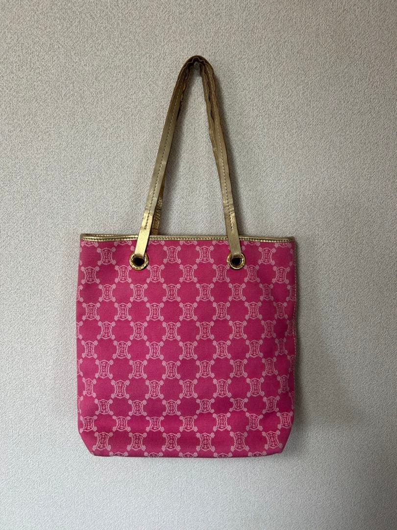 CELINE マカダム柄 ピンクトートバッグ