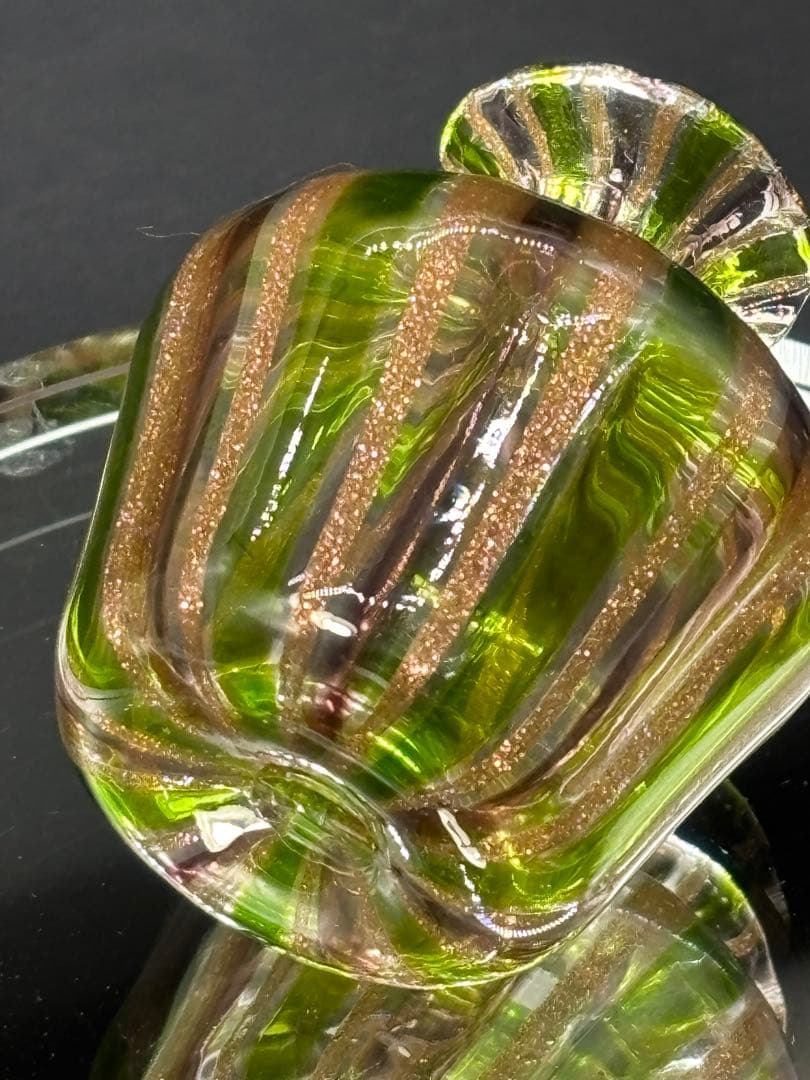 【金彩・香水瓶】欧州高級ガラス パヒューム ボトル 麗しい琥珀色のストライプ模様