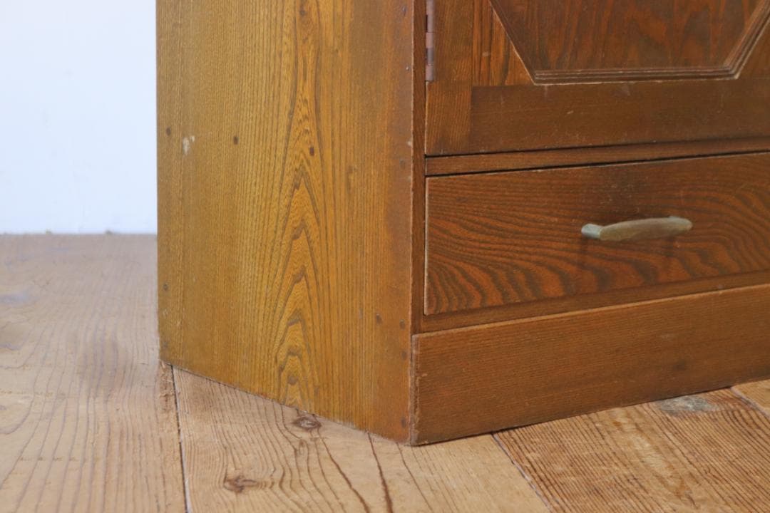 レトロ キャビネット 戸棚 本箱 収納 ラック 引き出し 抽斗 2杯 木製