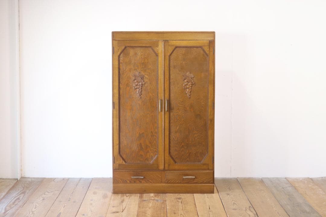 レトロ キャビネット 戸棚 本箱 収納 ラック 引き出し 抽斗 2杯 木製