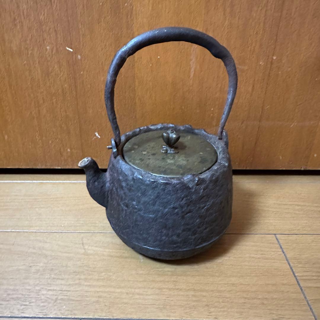 龍文堂 鉄瓶 唐銅蓋 煎茶道具