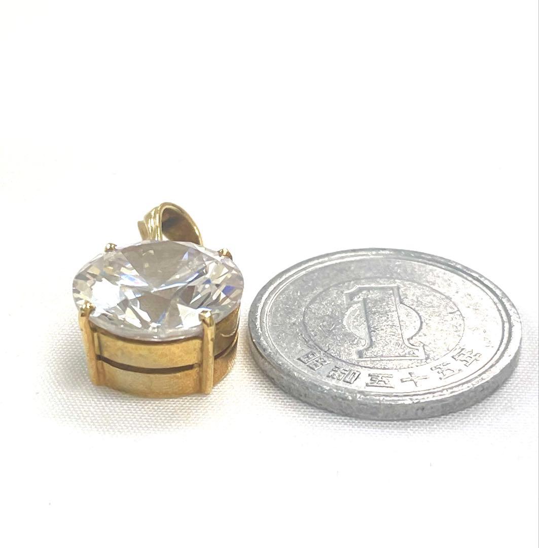 18金　ネックレス　ペンダント　トップ　ダイヤモンド？　サファイア？k18 大粒