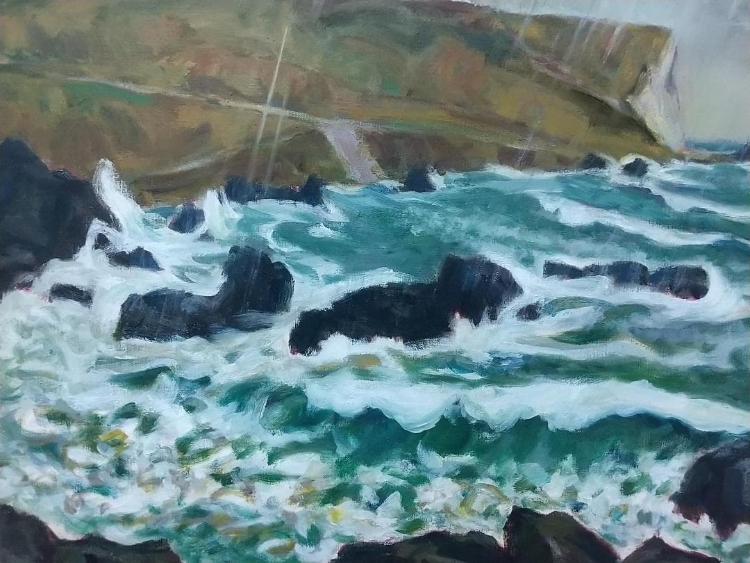 「房総秋雨」1982 F15 油彩画 油絵 絵画