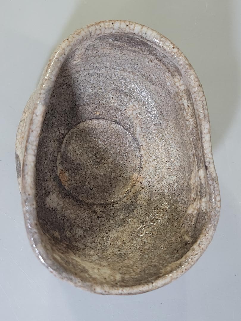 茶道具 鼠志野沓茶碗 時代物 古美術 DT457