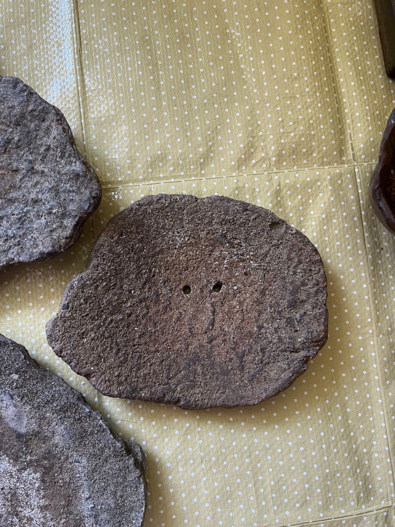 鞍馬石？　大き目の盆栽鉢　3枚セット