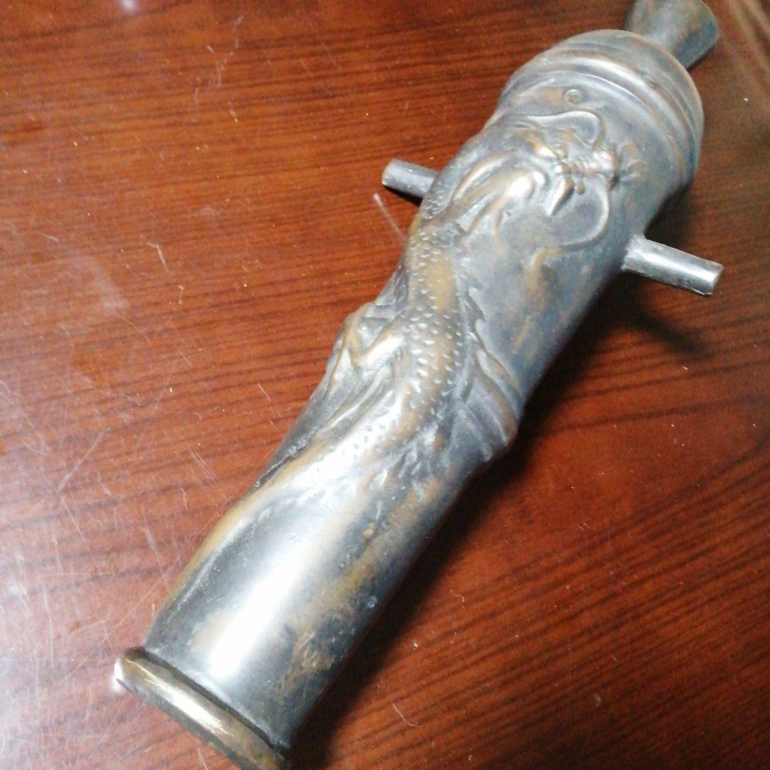 銅製　大砲形昇龍彫銅器　42cm　約5.9kg