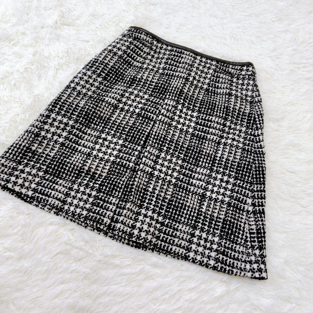 【未使用級】23区 46 大きいサイズ ファンシーツイード台形スカート 24AW