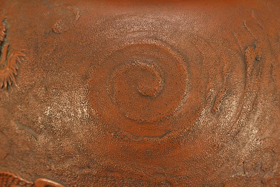 古美術 朱泥 雲龍紋 丸壷 在印 美品(BB507)