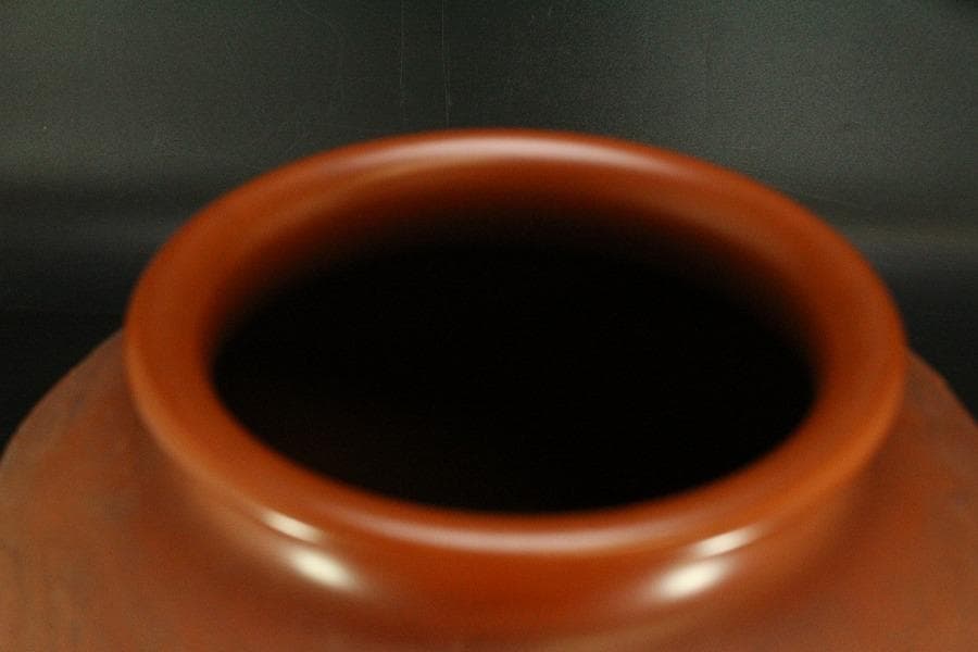 古美術 朱泥 雲龍紋 丸壷 在印 美品(BB507)