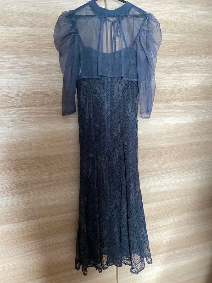 kana チュールボレロ ざっくりレース 3way ドレス　チャコールグレー