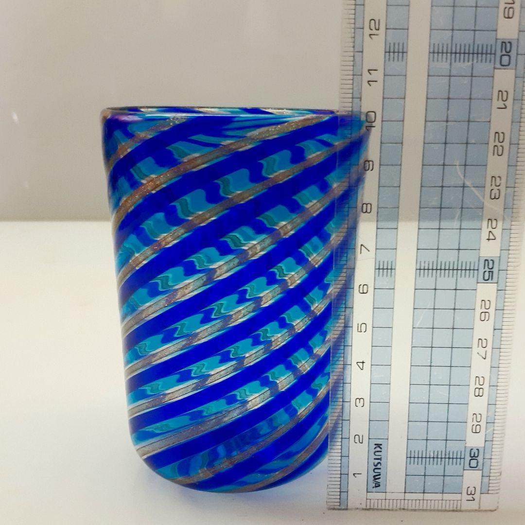 MURANO ムラノ 金彩 ブルー ライン グラス