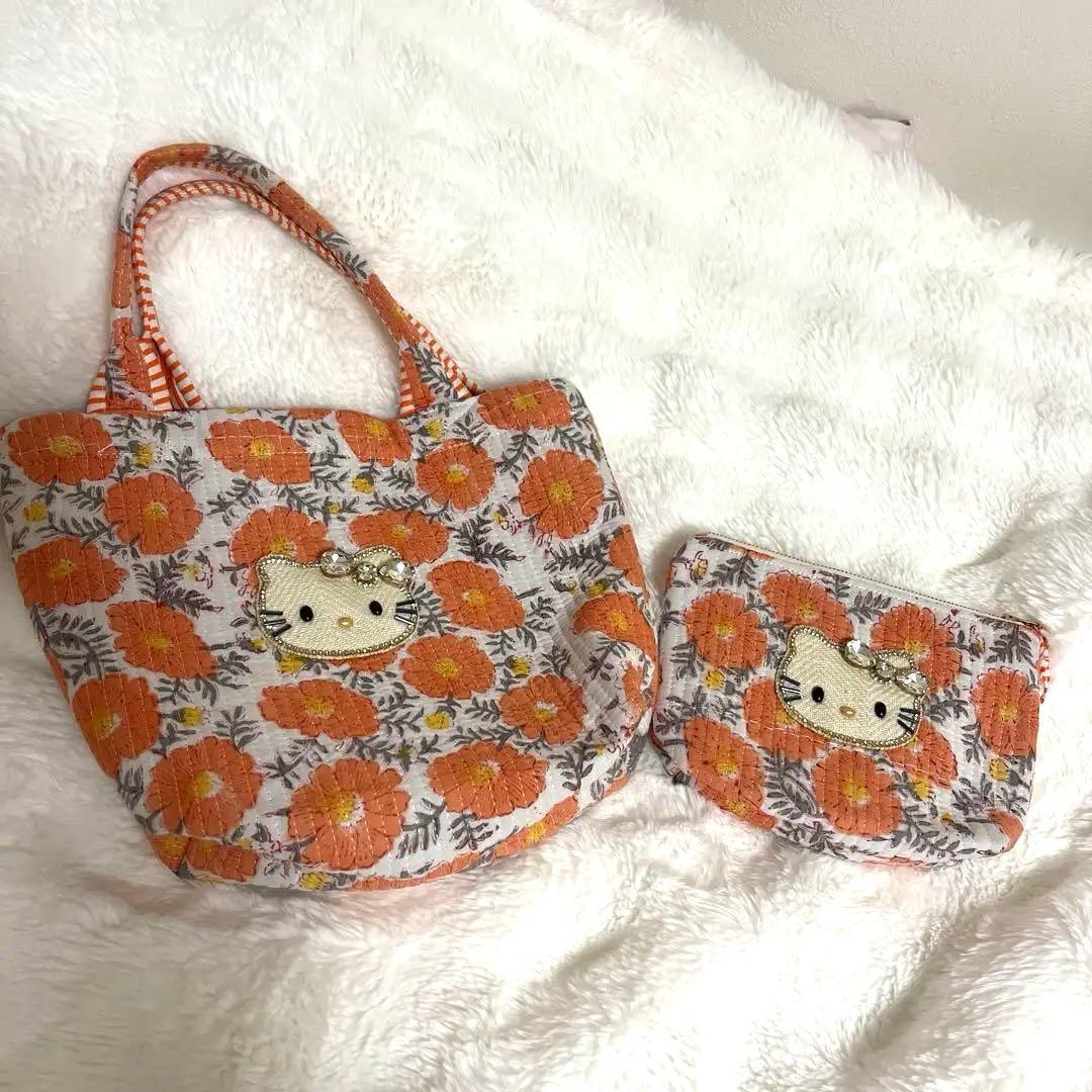 MAYGLOBE ハローキティ 花柄 トートバッグとポーチセット