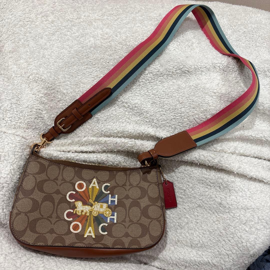 COACH ロゴ ショルダーバッグ ブラウン