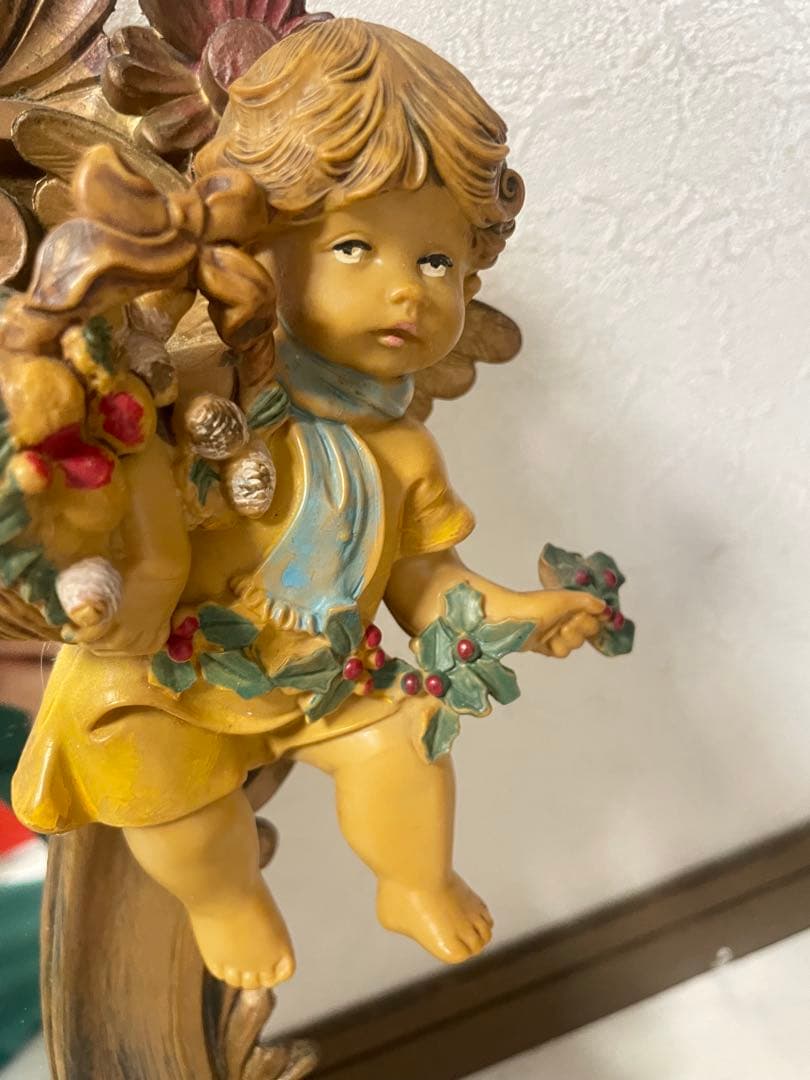 アンティーク鏡　金彩色 イタリア製 エンジェル ヴィンテージ 年代物