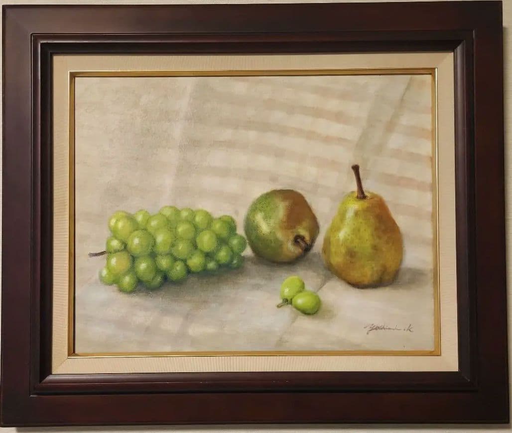 #1392　「実りの秋」　F6号額縁入、油彩画、静物画、原画