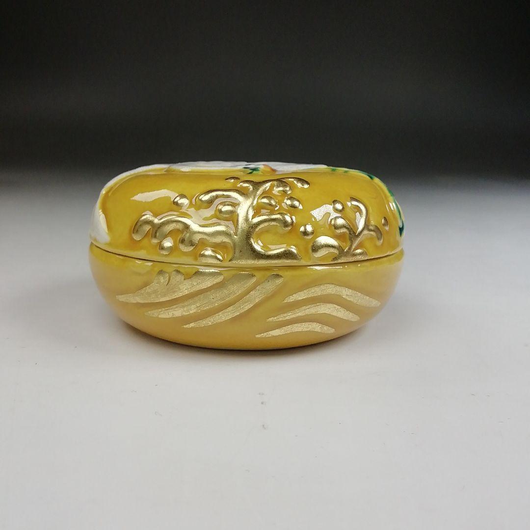 Ｔ３８３　香合　『交趾　鶴』『中村翠嵐 造』　共箱　茶道具