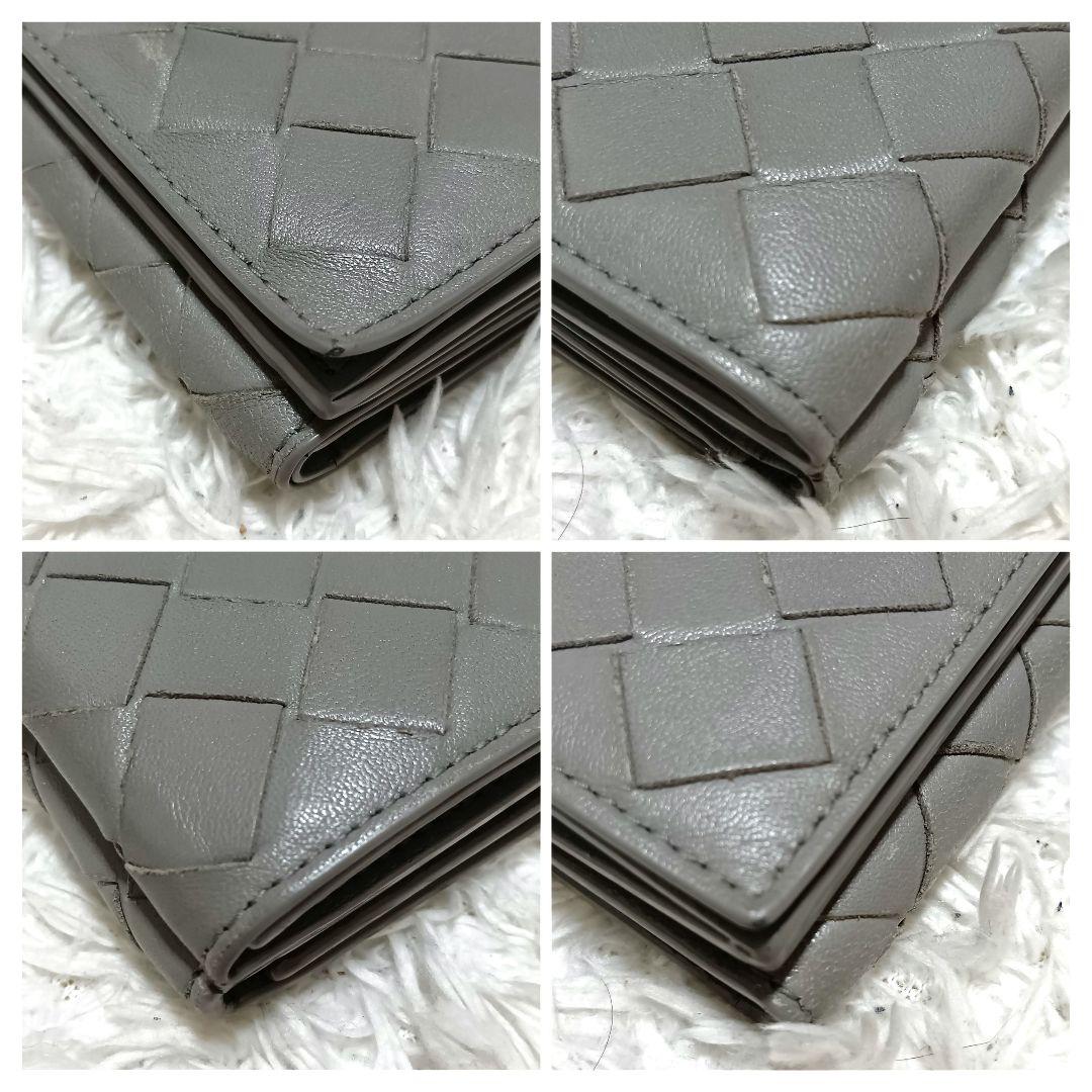 ボッテガヴェネタ　三つ折り財布　レザー　グレー　コンパクトウォレット