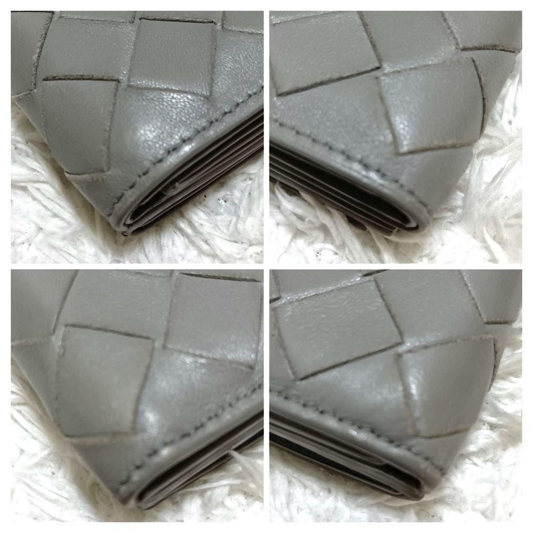 ボッテガヴェネタ　三つ折り財布　レザー　グレー　コンパクトウォレット