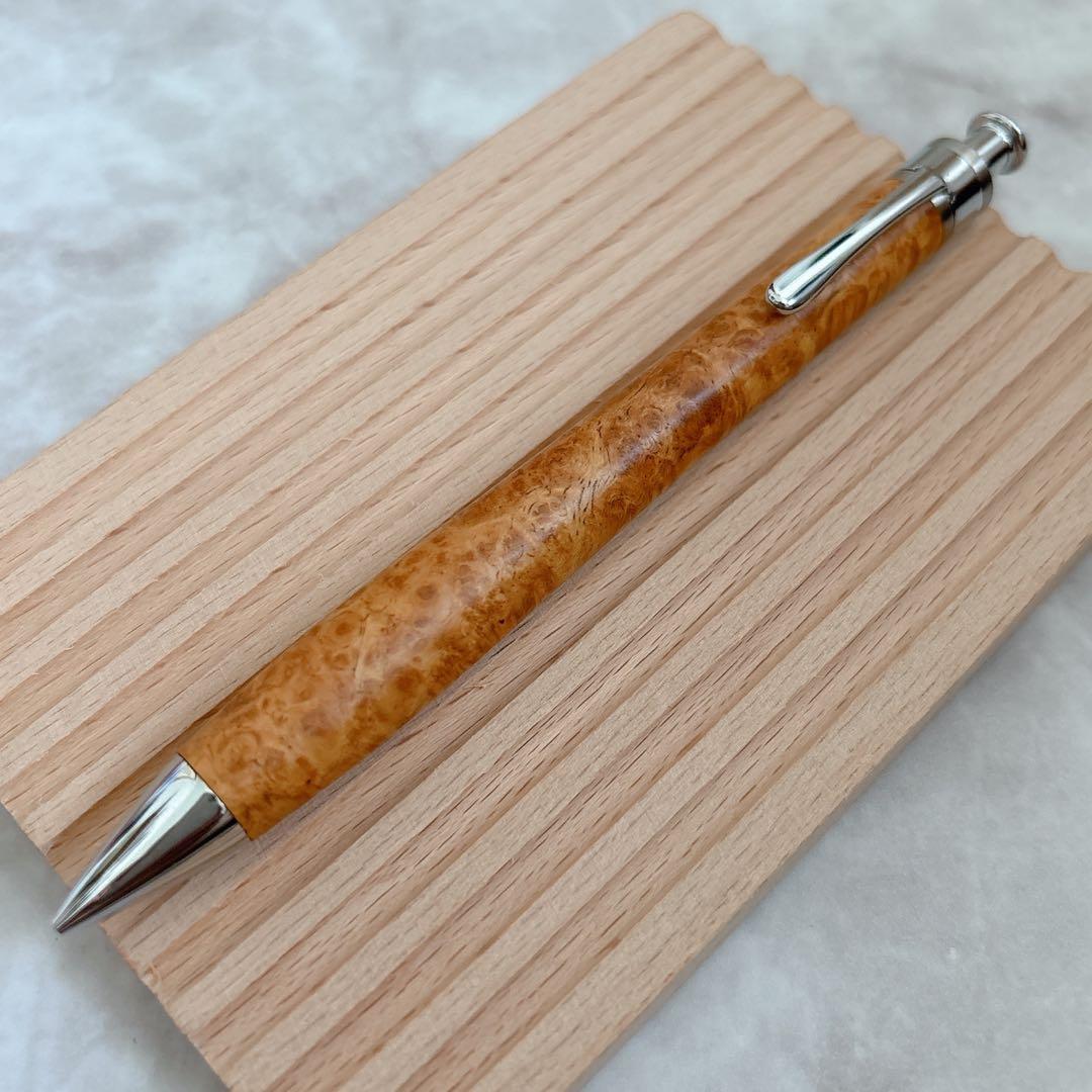【24時間以内発送】工房楔 花梨 こぶ杢 上杢 真鍮パイプ シャープペンシル