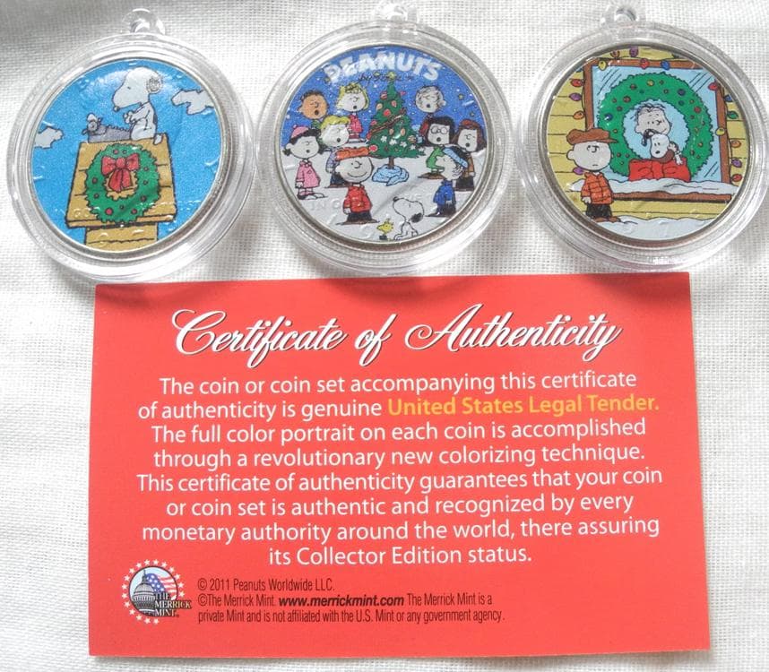 アメリカ 1/2ドル硬貨 スヌーピー 限定カラー  3枚セット クリスマス