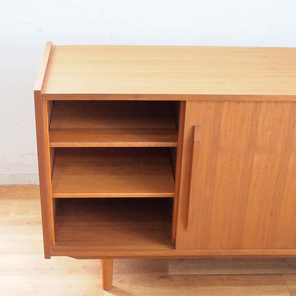 チーク材 サイドボード 120cm 北欧デザイン 収納 チェスト