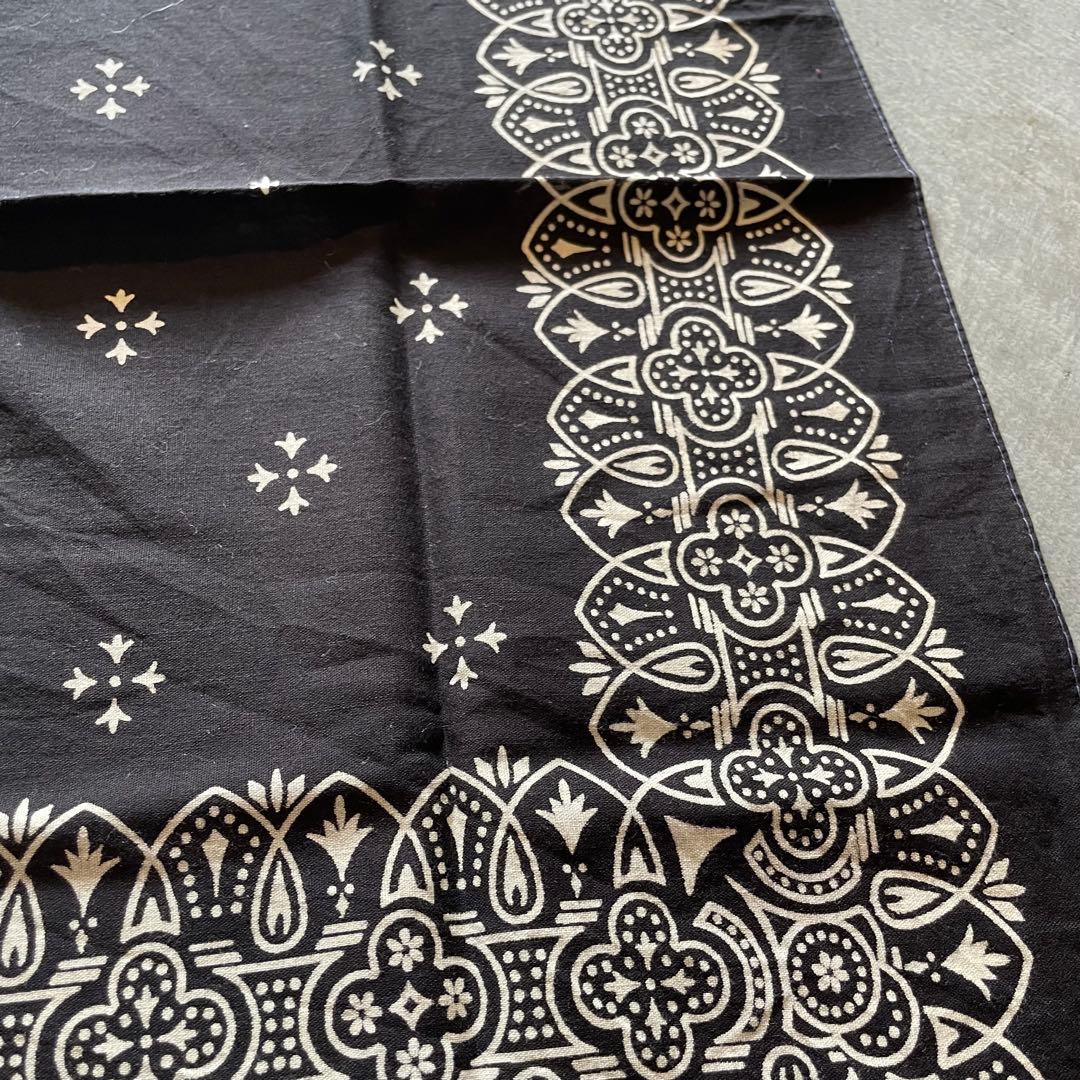 レア　60s アイアンクロス　ブラック　バンダナ　USA製　ビンテージ