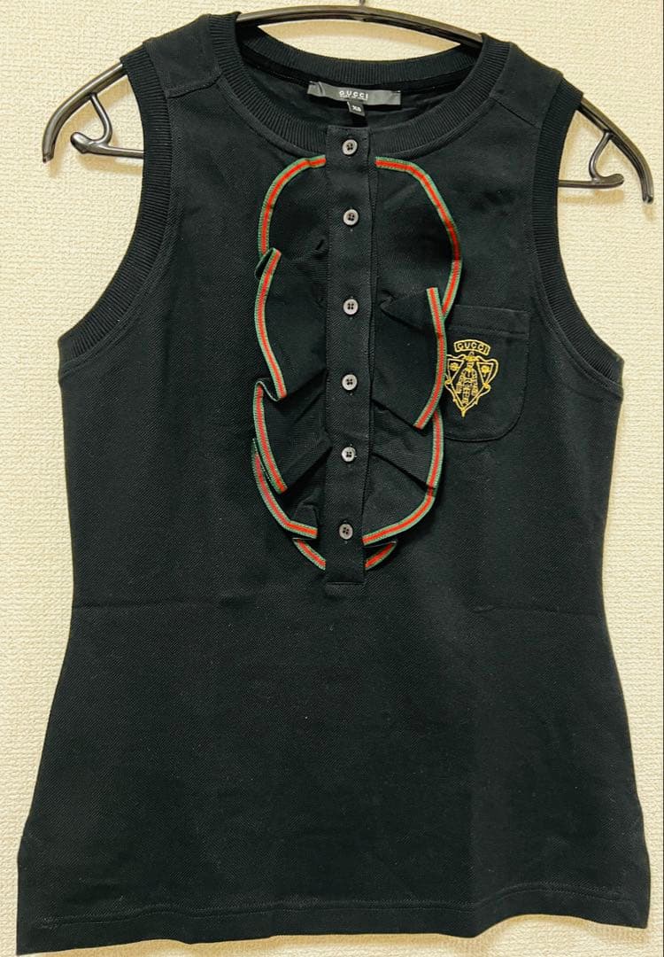 グッチ　ノースリーブトップス　XS ブラック