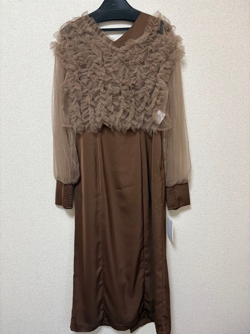 新品　今季　新作　Dorry Doll フリルブラウスセットドレス　ブラウン