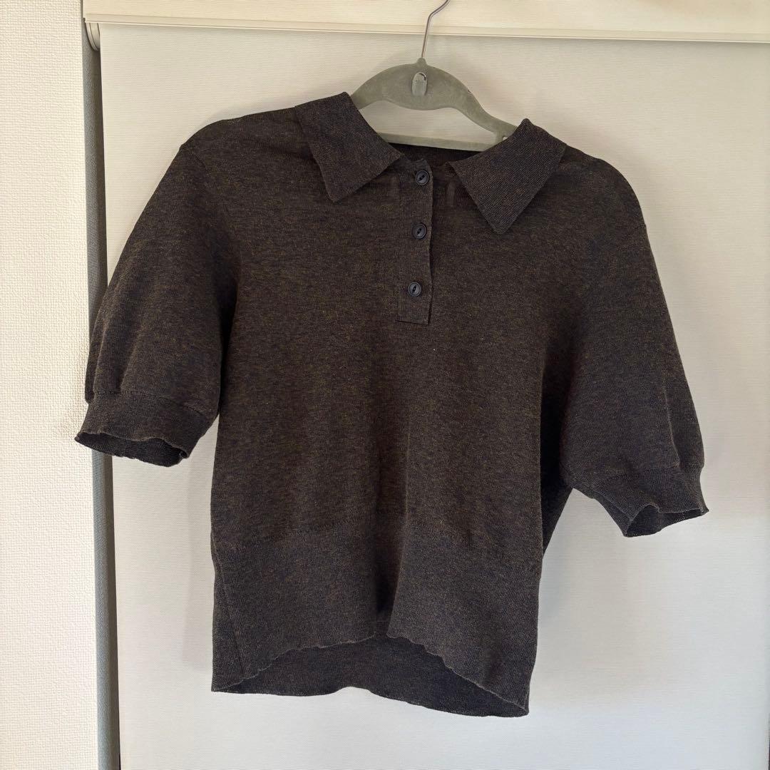 アダムエロペ ラミーニットポロシャツ　ネイビー　2025ss