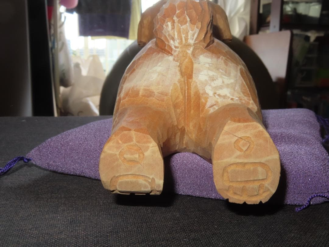 1 金岡作 金岡茂幸？　犬　イヌ 一刀彫　木彫り　木彫刻　アイヌ　北海道