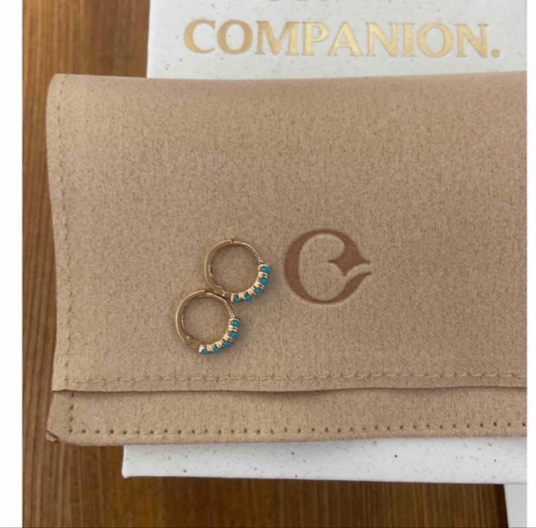 美品　amondz K14 フラットストーンワンタッチピアス　ターコイズ