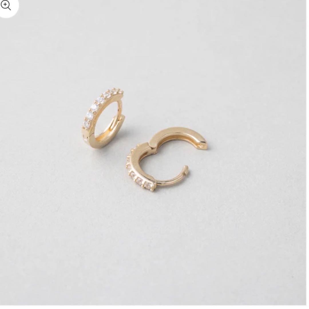 美品　amondz K14 フラットストーンワンタッチピアス　ターコイズ