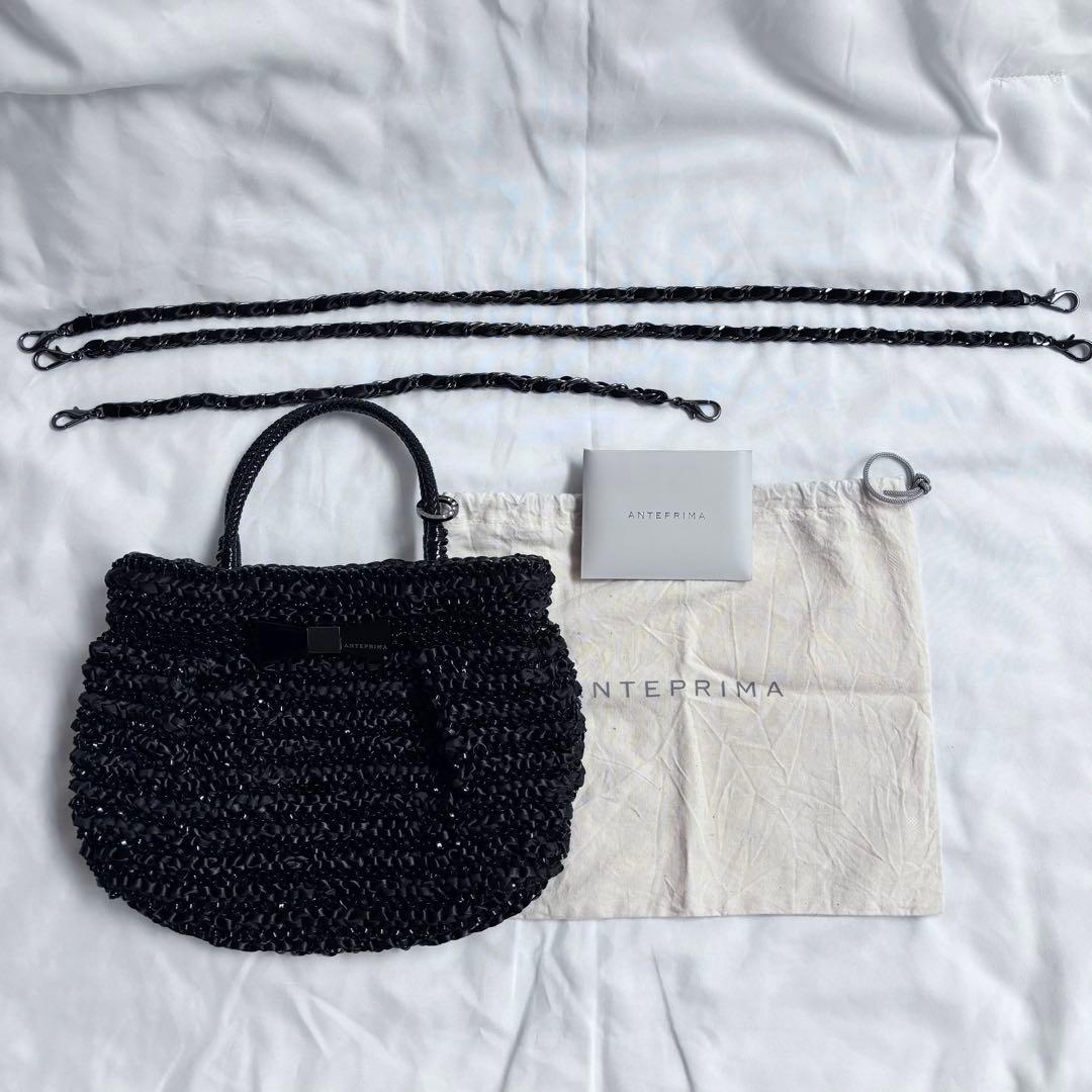 【美品】✨アンテプリマ ワイヤーバッグ　ブラック　リボン
