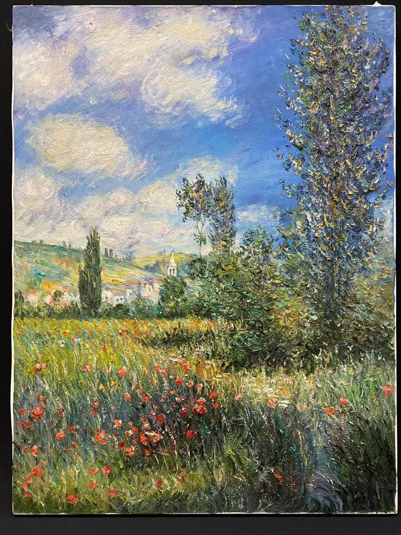 クロード・モネ『ヴィトゥイユの眺め』手描き　油絵　摸写　複製画③