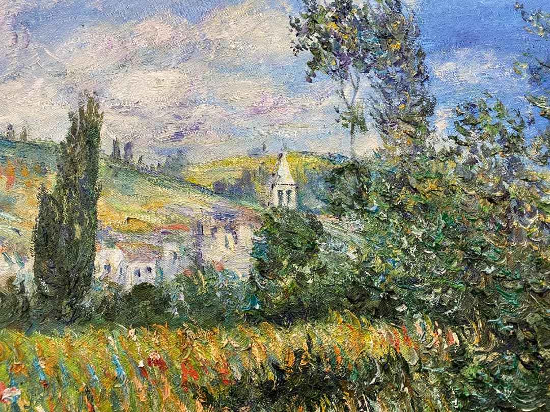 クロード・モネ『ヴィトゥイユの眺め』手描き　油絵　摸写　複製画③