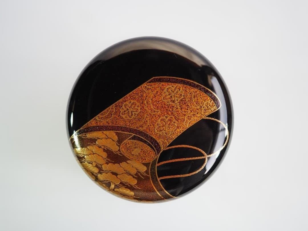 裏千家15世鵬雲斎宗匠御書付『絵巻蒔絵大棗』2代清瀬一光造（共箱）