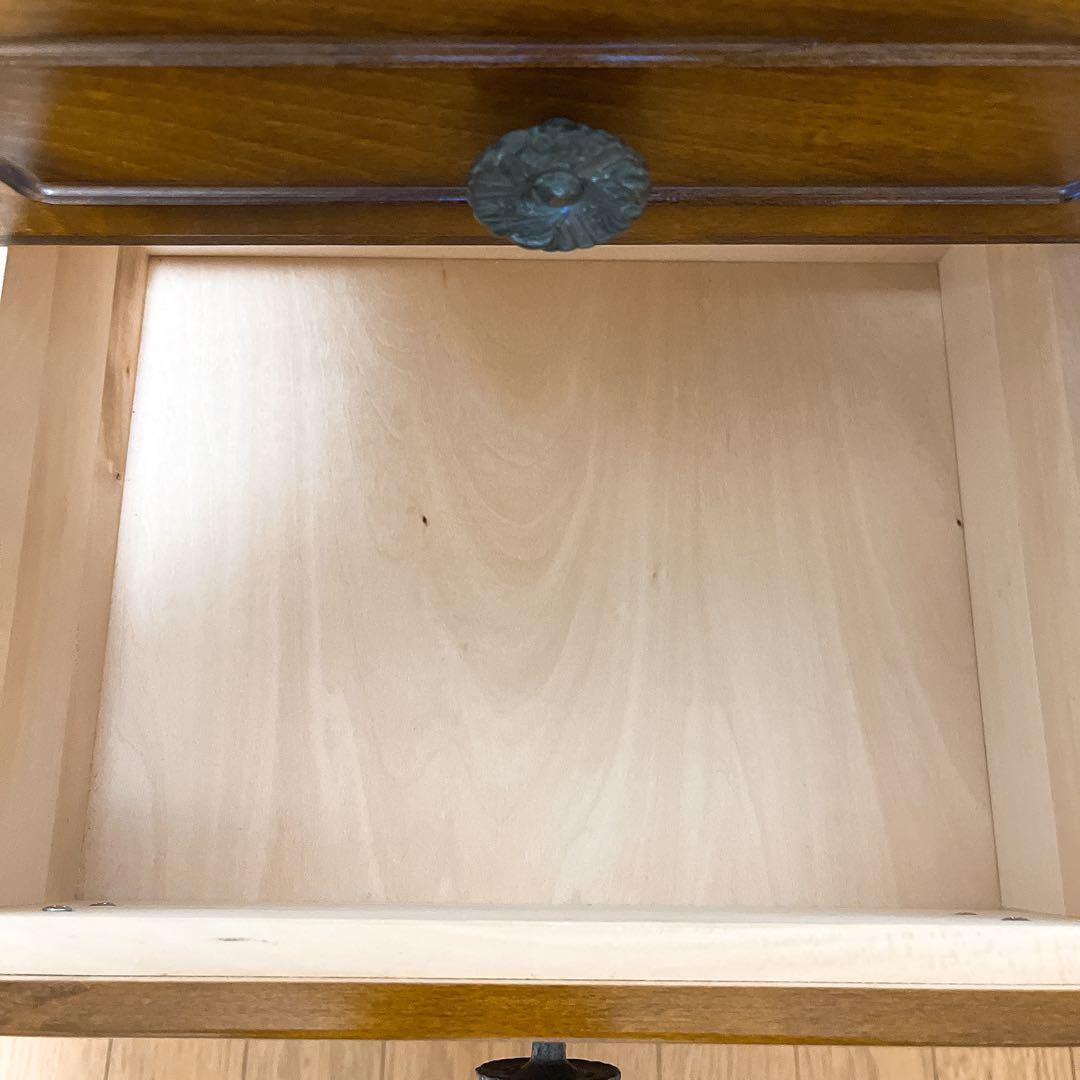 美品　カリモク家具 コロニアル 電話台 引き出し4段 ブナ材 カントリー調