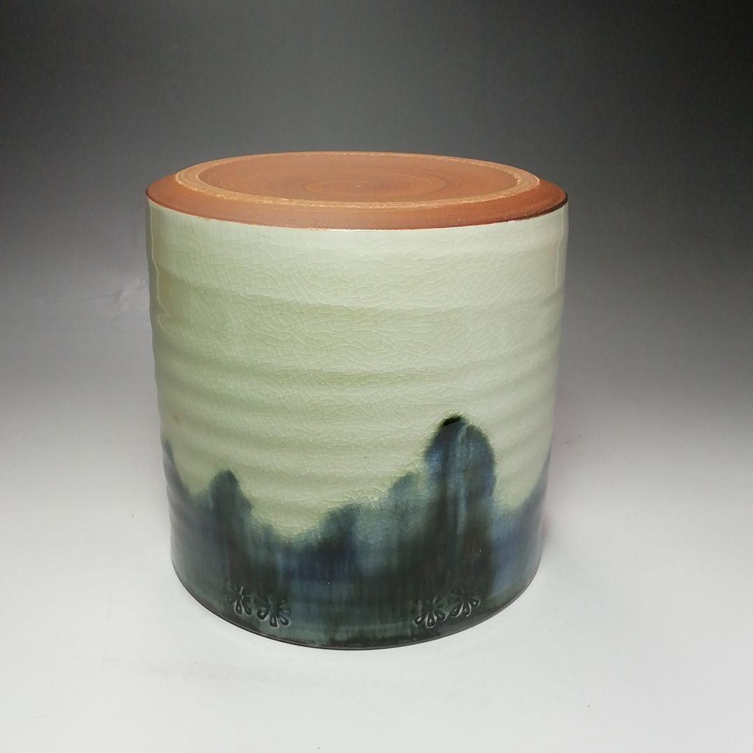 Ｓ６１３　水指　『御深井』『陽山作』『塗師　中村湖彩』　共箱　茶道具