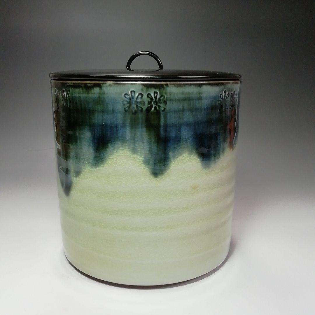 Ｓ６１３　水指　『御深井』『陽山作』『塗師　中村湖彩』　共箱　茶道具