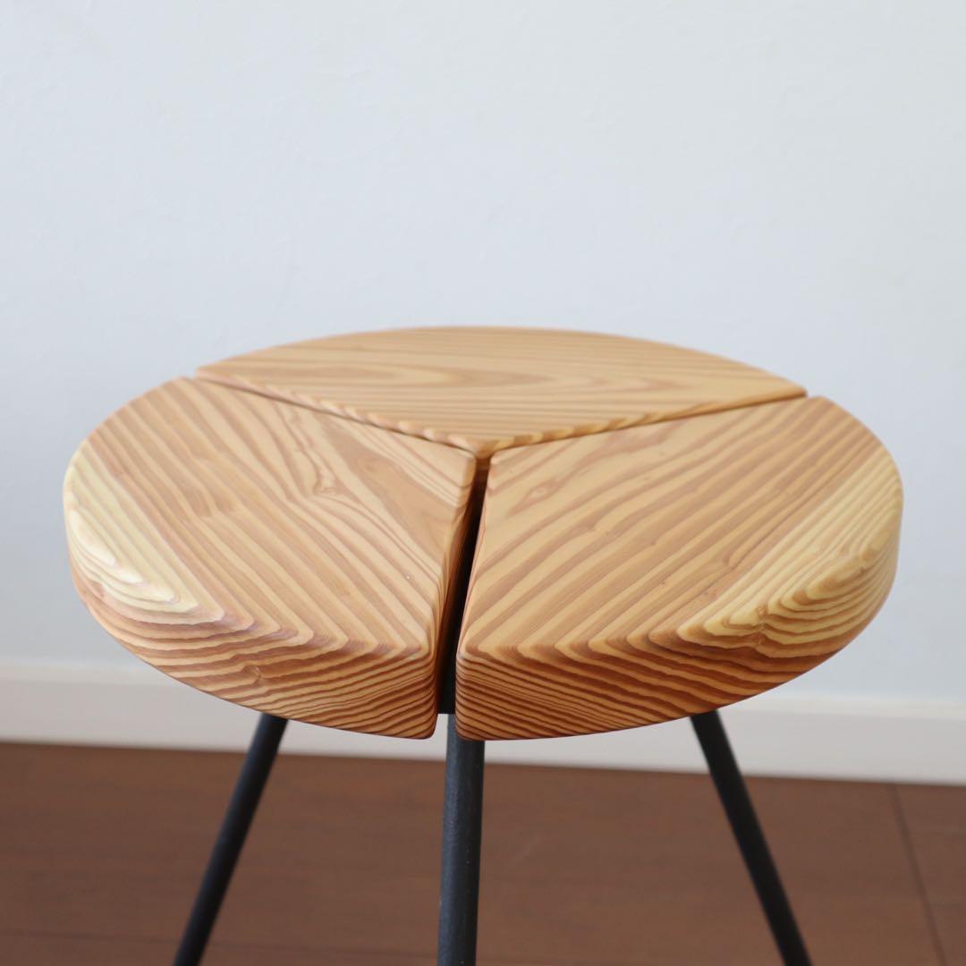 アイアンスツール　杉座面