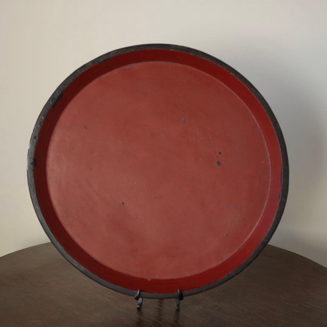 朱塗り 丸盆 幕末明治頃 古道具 アンティーク