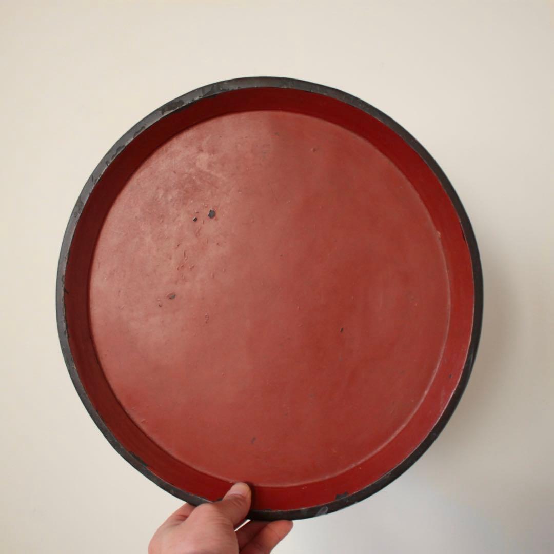 朱塗り 丸盆 幕末明治頃 古道具 アンティーク