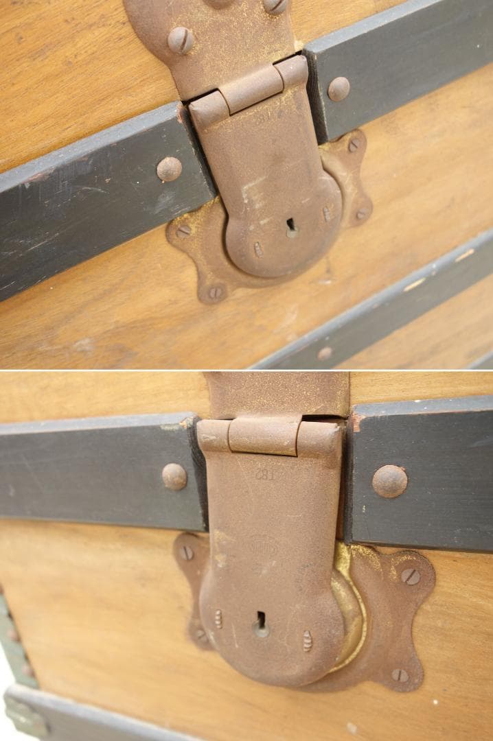 【中古】K▼木箱 宝箱 船舶 トランクケース 古道具 収納 (38706)