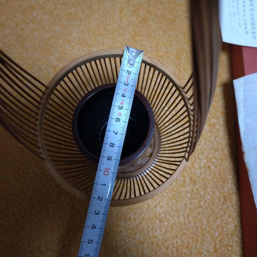 駿河竹千筋細工　竹心坊　伝統工芸品　盆　菓子器　花器　花入　竹細工　箱付　未使用