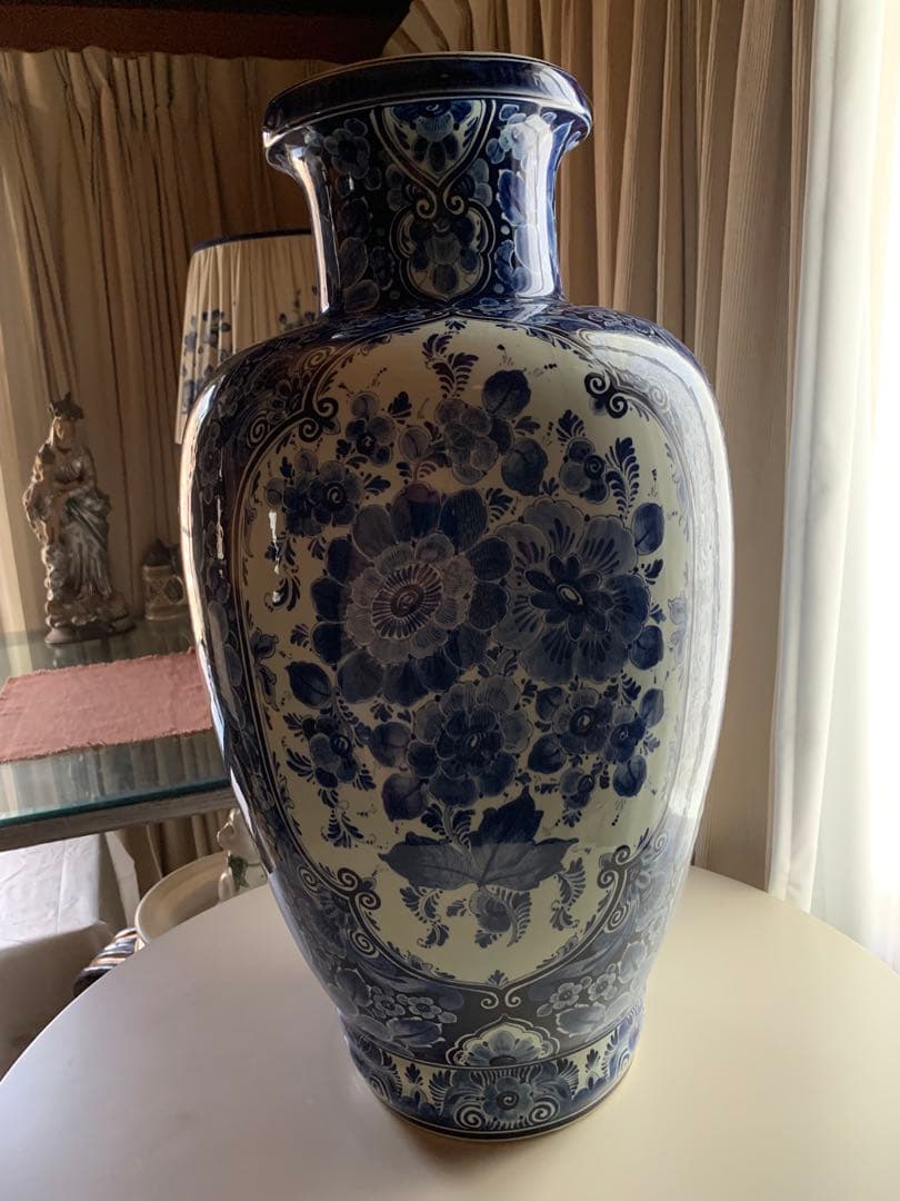 ロイヤルデルフト　破格！オランダのビンテージ超大型花瓶で細かく描き込まれた美術品