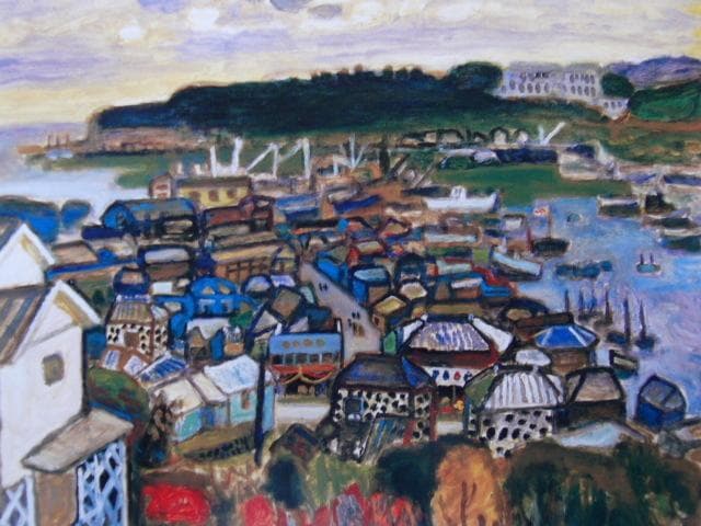 鈴木信太郎、【伊豆下田港】、希少な大判額装用画集より、美品、日本人画家