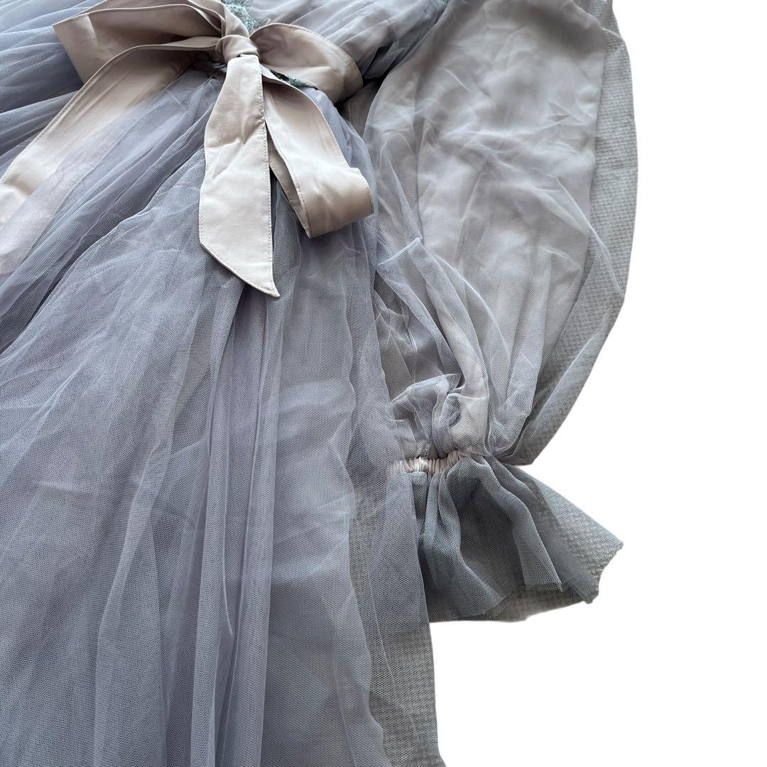 ラベルエチュード ロングワンピース チュール パーティ ウエストリボン