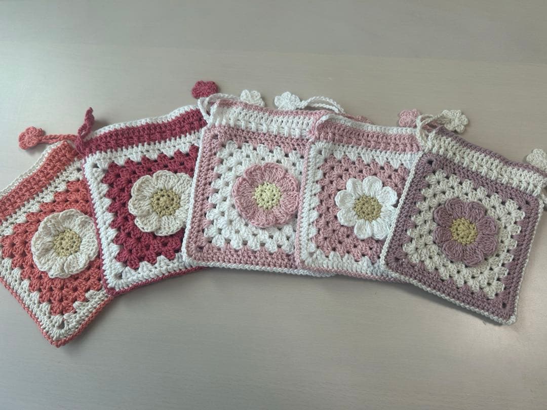 あい お花モチーフ巾着ポーチ・ファスナーポーチ