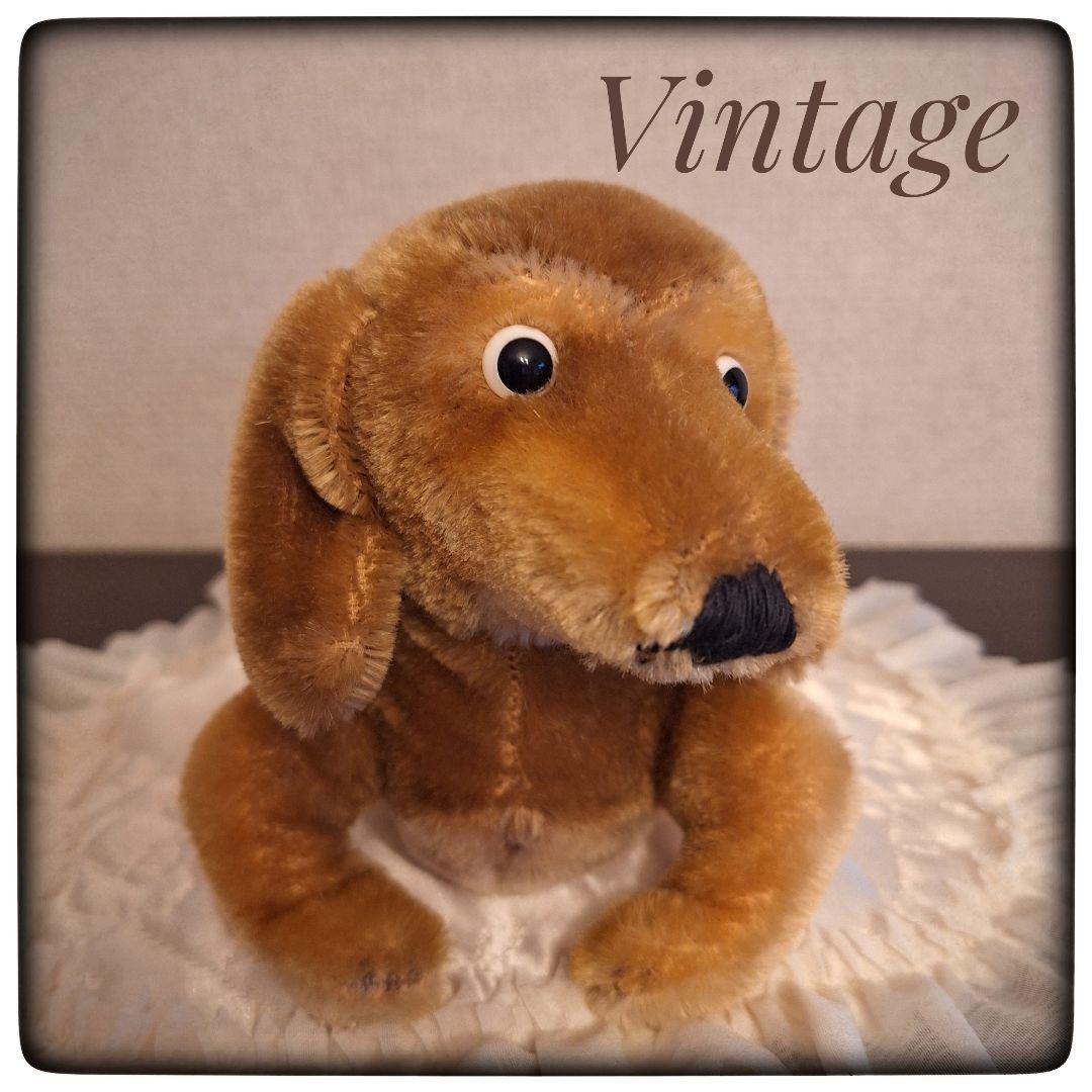 【ポンチ目 犬 ダックスフント】20cm フランス 犬 ヴィンテージ 茶色